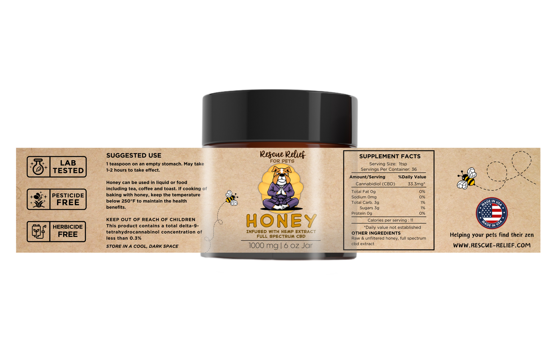 rescue herbicide CBD Honey 1000mg – Rescue Relief
