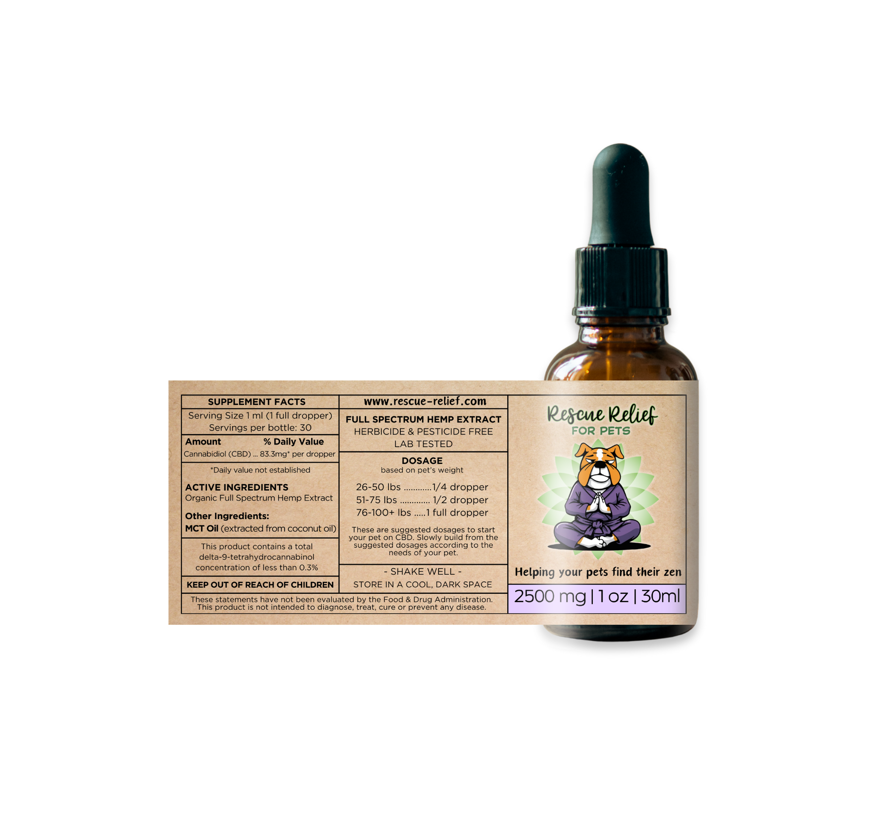 2500mg - CBD Oil for Pets Rescue Relief 2500mg - CBD Oil for Pets Rescue Relief